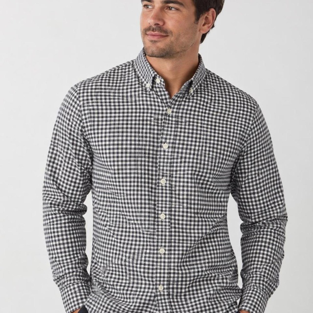Five Four Los Angeles Rialto button-down shirt in charcoal gingham.